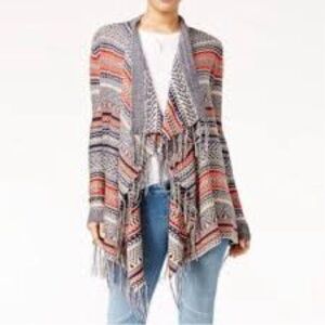 Poof! Boho Western Cardigan Sweater with Fringe
